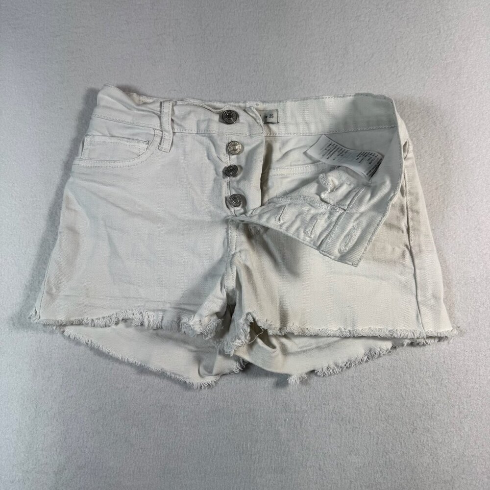 Abercrombie and Fitch Shorts Womens 25 White Cut Off Mid Rise Button Fly
